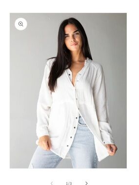 Natural Life Laid Back Cotton Button Down Top